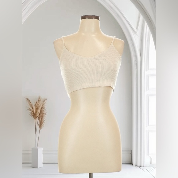 Reformation Crop Top Spaghetti Straps Sleeveless Ivory Color Size Large - Picture 1 of 8